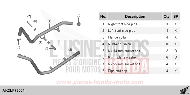KIT,FR SIDE PIPE de ADV 350 MAT RUTHENIUM SILVER METALLIC (NHB88) 2025